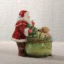 Minigift Ceramic Storage Container With Lid Candy and Cook Jar ，Christmas gift，Hand Painted with Santa Claus Design