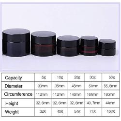 3 PCS 5 ML 0.2 OZ Amber Glass Facial Care Cream Bottle Empty Refillable Cosmetic Jar with Black Cap and Liner Lotion Pots Cases Boxes Dispense Containers Portable Sample Balm Storage Tins