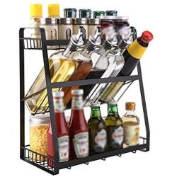 Spice Rack, Convenient Finishing Kitchen Sauce Rack Kitchen Storage Racks Black Three-layer Sauce Bottle Jar Seasoning Rack Kitchen Storage Rack (Color : Black, Size : Square bottom)
