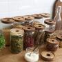 UPKOCH Glass Food Storage Jar Canister with Clip Top Bamboo Lids Glass Storage Container for Loose Tea Coffee Bean Sugar Salt 500ML