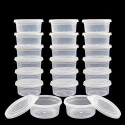 Fan-Ling 20 Pcs Slime Storage Containers,Leakproof Clear Plastic Storage Slime with Lids,Foam Ball Storage Cups Containers,Eco-friendly, Reusable, Washable