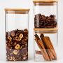 Eclenyes 2Pcs 100 x 100mm 550ml Square Glass Airtight Canister Transparent Storage Container with Lid