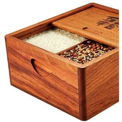 Food Savers & Storage Containers Solid wood sealed rice barrel Kitchen grain container jar Insect-proof moisture-proof flour box Household rice storage box Food Storage