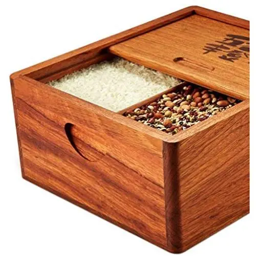 Récipients en bois massif pour conservation des aliments, conserve à grains scellée, boîte à farine étanche, récipient en verre pour aliments, boîte de rangement pour grains de cuisine Récipients en bois massif pour conservation des aliments, conserve à grains scellée, boîte à farine étanche, récipient en verre pour aliments, boîte de rangement pour grains de cuisine