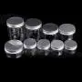 Bouteilles en plastique transparentes avec couvercles en aluminium argenté (pack de 5); Pots empilables droits en PET sans BPA pour le rangement de salle de bain et de cuisine de produits secs, crèmes, etc. Bouteilles en plastique transparentes avec couvercles en aluminium argenté (pack de 5); Pots empilables droits en PET sans BPA pour le rangement de salle de bain et de cuisine de produits secs, crèmes, etc.