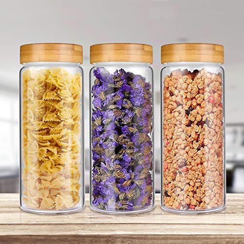 Weetall Glass Storage Jars Kitchen Canisters Set-3 1.2L, Glass Cans with Lids Sealed Food Storage Containers for Sugar, Coffee, Cookies, Rice, Baking Supplies