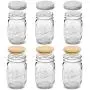 Mason Jar with Lids, 16 OZ Regular Food Storage Jar, Set of 6 Bamboo and Tinplate Mason Jar Lid for Store Tea, Coffee, Spice, Candy
