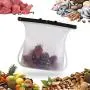 Ensemble de 12 pièces d'articles de cuisine écologiques. (2) Sacs de rangement alimentaires réutilisables en silicone, étanches, à ouverture automatique, aptes au micro-ondes et au congélateur plus (6) Couvercles en silicone extensibles plus (4) Couvercle
