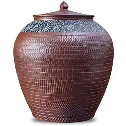 Food Savers & Storage Containers Rice Cylinder Ceramic Rice Box Candy Jar Kimchi Jar Grain Box Food Container Kitchen Sealed Flour Tank Water Tank Storage Rice Jar Kimchi Cylinder Retro Food Storage