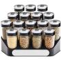 DUDDP Storage Spice lar set Spice Jars Reusable Jar, Food Grade Glass Seasoning Jar Set, Set of 16 with Base,A (Color : A)
