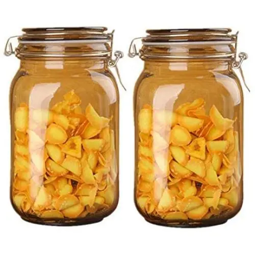 Buolo Glass Sealed Jar Coffee Color Storage Tank Milk Powder Jar Enzyme Jar Honey Glass Wine Bottle 2 Sets 1500Ml2