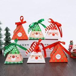 BLagenertJ 6Pcs Christmas Candy Paper Box Triangular Pyramid Gift Candy Storage Box for Birthday Wedding Party Favors