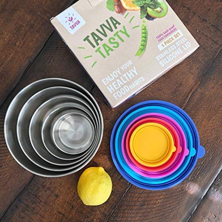 Stainless Steel Food Containers with 100% Leak-proof Silicone Lids - TAVVA  Kitchen