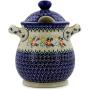Polish Pottery 8-inch Jar with Lid and Handles (Spring Flower Ring Theme) + Certificate of Authenticity