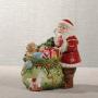 Minigift Ceramic Storage Container With Lid Candy and Cook Jar ，Christmas gift，Hand Painted with Santa Claus Design