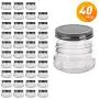 QAPPDA Mini Mason Jars, 5 oz Jelly Gläser mit Standardverschlüssen (Schwarz) Kleine Gläser für Honig, Marmelade, Favors, Babyfood, Gewürzgummis – 40er Packung