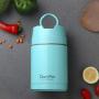 Lunch Food Jar - Vacuum Insulated Lunch Thermos with folding Spoon & Build-in Handle - Stainless Steel Lunch Box for Hot Food (1000ml/34oz, blue)