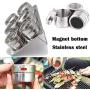 BESTOMZ Spice Jars Stainless Steel Storage Jars 6pcs Small Bottles and Rack