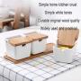 ZYZYZ Ceramic Condiment Containers Spice Jars, Spice Containers Lids Storage Container Sugar Salt Seasoning Box Kitchen for Home and - Modern Design(White)