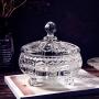 Glass Transparent Candy Jar with Crystal Engraved Food Storage Jar Jewelry Storage Box Dried Fruit Jar for Home Office and Party (Large)
