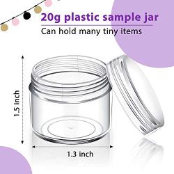 50 Pieces 20g Empty Clear Plastic Pot Jars with Lids Round Cosmetic Sample Containers Mini Travel Jars for Storage of Creams Lipsticks Ear Studs