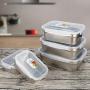 E-House Kitchen Storage Containers Meal Prep Food Containers Set Dry Goods Storage Jars Rectangle Stainless Steel Food Storage Container Holder Lunch Box Bowl with Lid - 2.8L