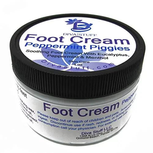 Peppermint Piggies Soothing Foot Cream w/ Eucalyptus, Peppermint & Menthol, by Diva Stuff Peppermint Piggies Soothing Foot Cream w/ Eucalyptus, Peppermint & Menthol, by Diva Stuff