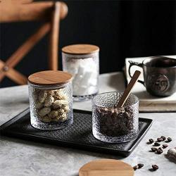 Glass Sealed Can with Bamboo Cover Tea Snacks Storage Jars Coffee Beans Storage Tank Home Kitchen Food Container,S