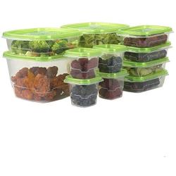 Home Basics 12 Piece Plastic Food Storage Container Set with Vented Plastic Lids, Green