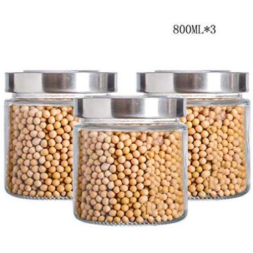 Round Glass Storage Jar With Sealed Silicone Ring, Kitchen Food Container, Storage Jam/Honey/Coffee/Preserves