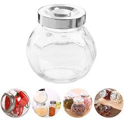 LUCKSTAR Glass Storage Jar - Clear Glass Food Spice Kitchen Storage Container with Metal Lid Spice Bottles Condiment Jar for Sugar/Coffee/Tea and Favors Object Accessories Storage (Set of 2)