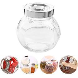 LUCKSTAR Glass Storage Jar - Clear Glass Food Spice Kitchen Storage Container with Metal Lid Spice Bottles Condiment Jar for Sugar/Coffee/Tea and Favors Object Accessories Storage (One)