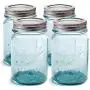Ball Aqua Canning Jars 16 oz Regular Mouth - Set of 4 Vintage Mason Jars Aqua-colored glass with Airtight lids & Bands - DIY crafts & Decor - Safe For Canning, Pickling, Storage + SEWANTA Jar Opener
