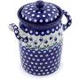Polish Pottery 9?-inch Jar with Lid and Handles made by Ceramika Artystyczna (Bleeding Heart Peacock Theme) + Certificate of Authenticity