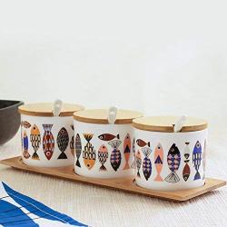 Porcelain condiment jar,Small spice jars Ceramic seasoning pot Ceramic food storage jar Ceramic sugar jar-A