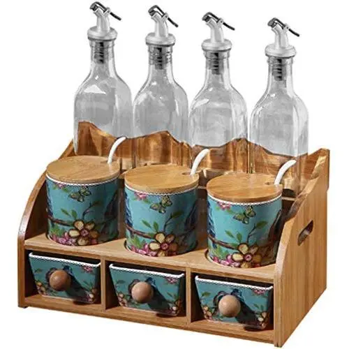 Ensemble de bocaux à épices en céramique Mini Spice Jars Creative Home Européen Double Couches Ensemble de bocaux à épices en céramique Mini Spice Jars Creative Home Européen Double Couches