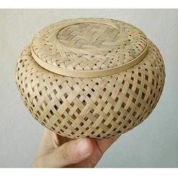 ALLCIAA Folk Handcrafted Creative Craft Practical Storage Jar Suitable for Home/Bar/Cafe/Corridor Adornmen/Fruit Basket/Dustpan Fruit Baskets for Kitchen Bamboo Fruit Basket (Size : L)