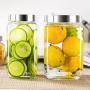 HOUSIYU Sealed Cans, Food Storage Transparent Glass Jars, Moisture-Proof and Dustproof, Large-Capacity for Milk Powder Pasta Tea Honey Pot, Square,800+800+800ml