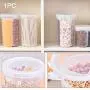Kitchen Storage Jar, 4 Grids Sealed Can with partition baffle & Transparent Buckle Cover, Rotatable Lid Dry Food Container for Grain Storage Tank
