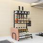Spice Rack Organizer, 3 Tier Metal Kitchen Cabinet, Seasoning Hanging Shelf Rack for Pantry Herb Jar Bottle Cans Holder Shelf Storage, Bathroom Shelf-Space Saving Over, Black