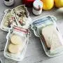 Wiederverwendbare Ziplock-Beutel, Glasbehälter-Beutel, Wiederverwendbare Snack-Beutel, Sandwiches Beutel, BPA-freie, undurchlässige, flache Gefrierbeutel zur Lebensmittel-, Reise- und Haushaltsorganisation (Set: 7 Stück)