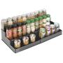 mDesign Kunststoff Verstellbare, Erweiterbare Küchenschrank, Pantry, Regal Organizer/Gewürzregal mit 3stufigem Lagerbereich für Gewürzflaschen, Gläser, Gewürze, Backzubehör - Anthrazitgrau