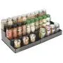 mDesign Plastic Adjustable, Expandable Kitchen Cabinet, Pantry, Shelf Organizer/Spice Rack with 3 Tiered Levels of Storage for Spice Bottles, Jars, Seasonings, Baking Supplies - Charcoal Gray