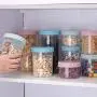 Transparent Sealed Jar Kitchen Noodle Storage Tank Plastic Grains Storage Cans Snack Storage Box,Blue 300ml