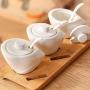 Never give up Kitchen seasoning box set ceramic simple seasoning jar seasoning storage box three-piece (Design : A)