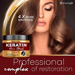 Keratin Hair Treatment - Repairs Dry & Damaged Hair - Professional Keratin Complex with Vitamin E - Aloe Vera - Avocado Oil - Moisturizing Anti Frizz Hair Mask - Keratin Hair Mask Deep Conditioner - Made in USA