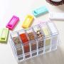 Kitchen Seasoning Organizer Box Set 6 Pieces Separable Condiment Storage Container Jars Clear Seasoning Rack Spice Pots