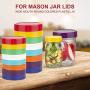 U-smile Mason Jar Lids，16pcs Colorful Plastic Storage Jars Caps Mason Canning Jar Drinking Jars Lids - 8 Wide Mouth Lids & 8 Regular Mouth Lids