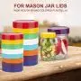 U-smile Mason Jar Lids，16pcs Colorful Plastic Storage Jars Caps Mason Canning Jar Drinking Jars Lids - 8 Wide Mouth Lids & 8 Regular Mouth Lids