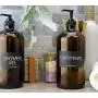 32-Ounce Amber Glass Lotion Pump Bottles (2-Pack); Quart Size Brown Bottles w/Black Plastic Soap, Hand Care & Lotion Locking Pump Dispensers; Includes Chalk Labels 32-Ounce Amber Glass Lotion Pump Bottles (2-Pack); Quart Size Brown Bottles w/Black Plastic Soap, Hand Care & Lotion Locking Pump Dispensers; Includes Chalk Labels